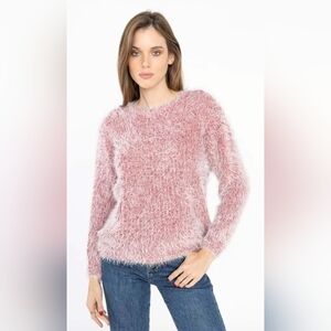 NWOT Bershka Rose Pink Fuzzy Sweater Size XS